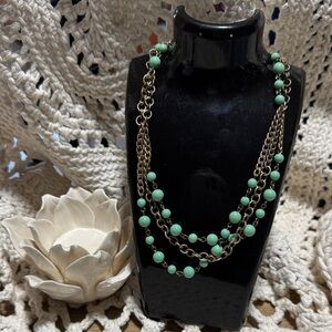 J. Crew Mint Green Multi-Chain Beaded Necklace